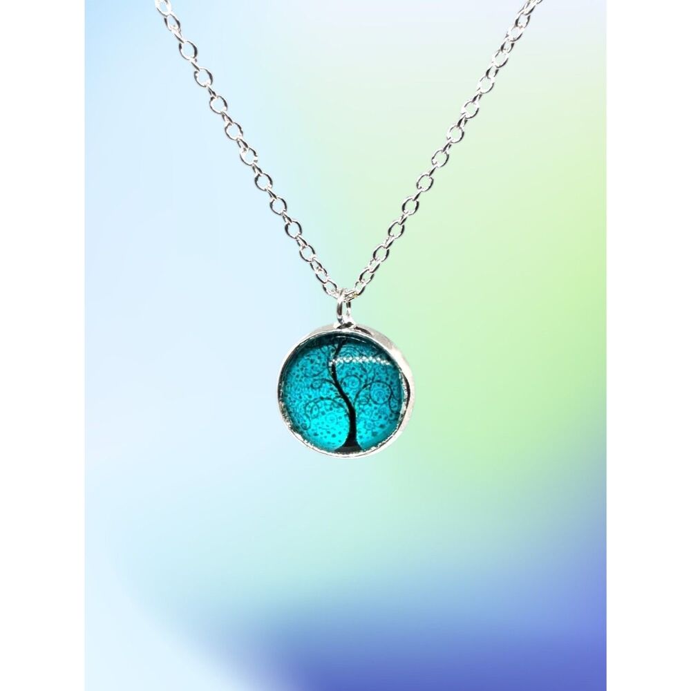 Blue Tree of Life Charm on Sterling Indio Jewelry Necklace #7065 - Picture 4 of 6